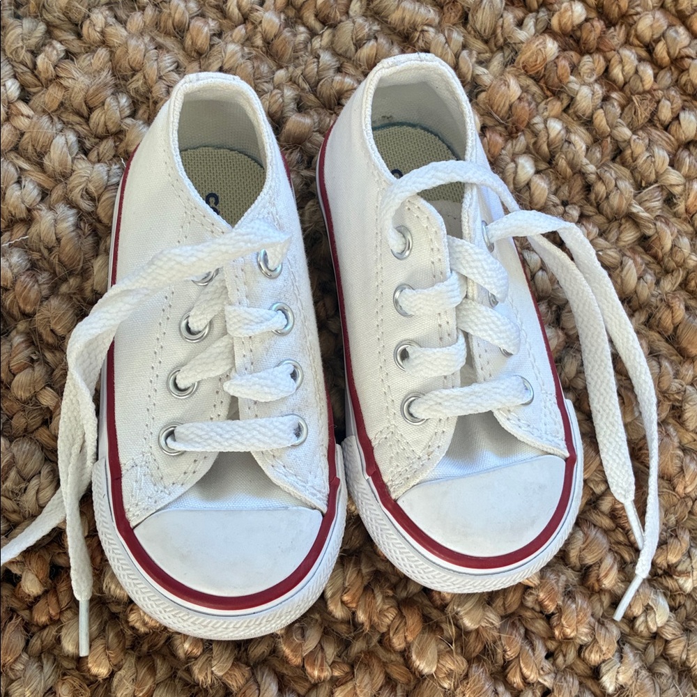 Infant White Canvas Converse Sneakers